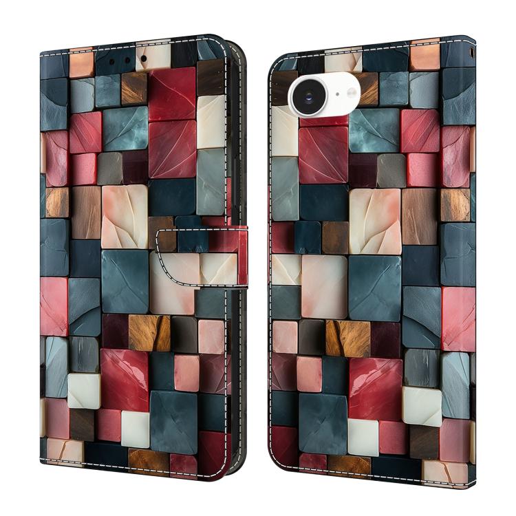 Coque de téléphone en cuir végétalien peint effet cristal, Pour iPhone 17e / 16e, Pour iPhone 17 Pro Max, Pour iPhone 17 Pro, Pour iPhone 17