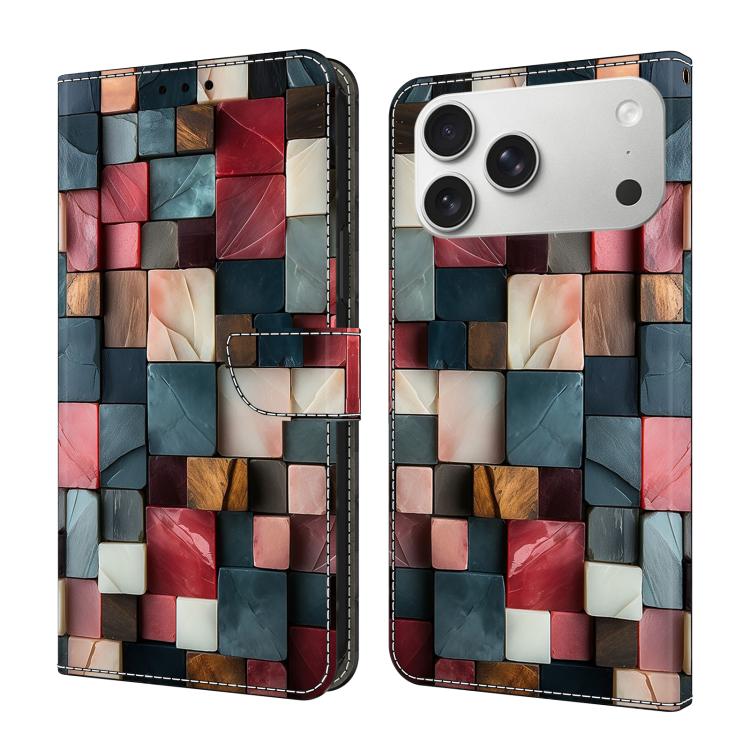 Coque de téléphone en cuir végétalien peint effet cristal, Pour iPhone 17e / 16e, Pour iPhone 17 Pro Max, Pour iPhone 17 Pro, Pour iPhone 17