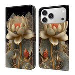 Coque de téléphone en cuir végétalien peint effet cristal, Pour iPhone 17e / 16e, Pour iPhone 17 Pro Max, Pour iPhone 17 Pro, Pour iPhone 17