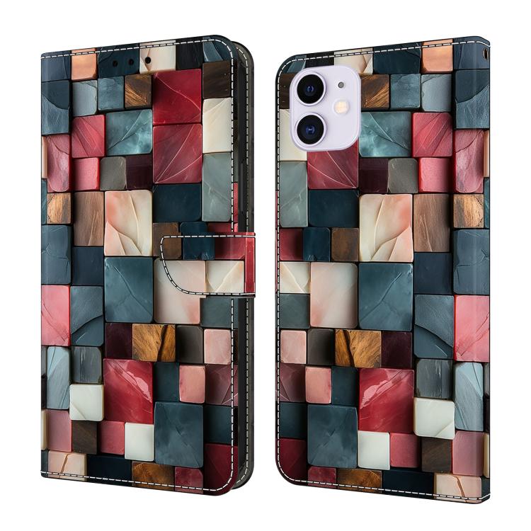 Coque de téléphone en cuir végétalien peint effet cristal, pour iPhone 11