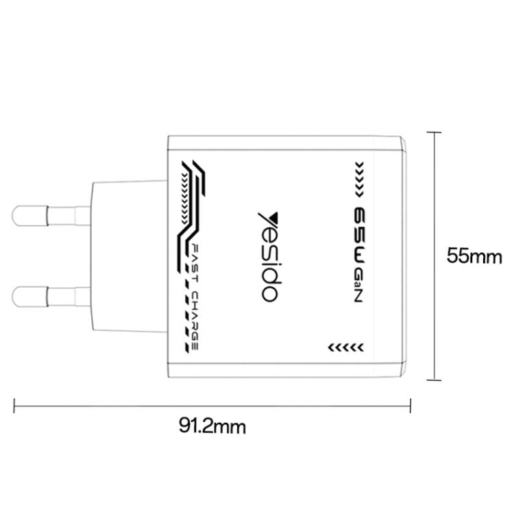 Chargeur rapide Yesido YC101 65W Mecha GaN à trois ports, YC101