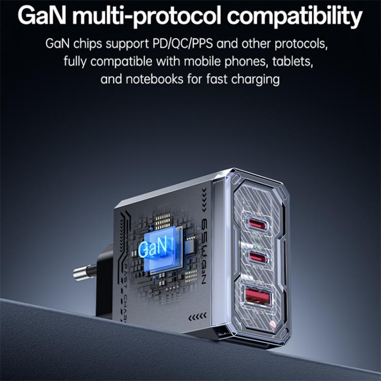Chargeur rapide Yesido YC101 65W Mecha GaN à trois ports, YC101