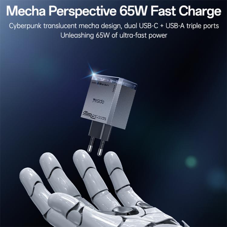 Chargeur rapide Yesido YC101 65W Mecha GaN à trois ports, YC101