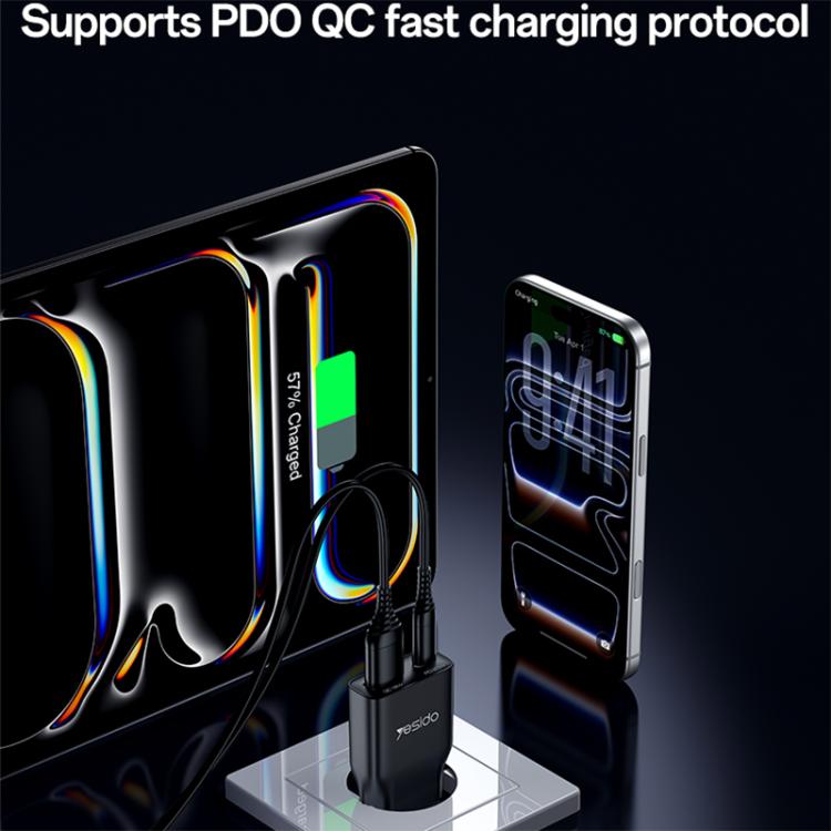 Yesido YC112 Chargeur rapide PD QC double port 20W ultra-mince, YC112