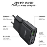 Yesido YC112 Chargeur rapide PD QC double port 20W ultra-mince, YC112
