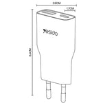 Yesido YC112 Chargeur rapide PD QC double port 20W ultra-mince, YC112