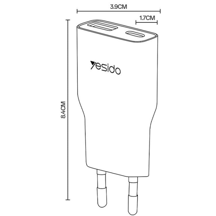 Yesido YC112 Chargeur rapide PD QC double port 20W ultra-mince, YC112