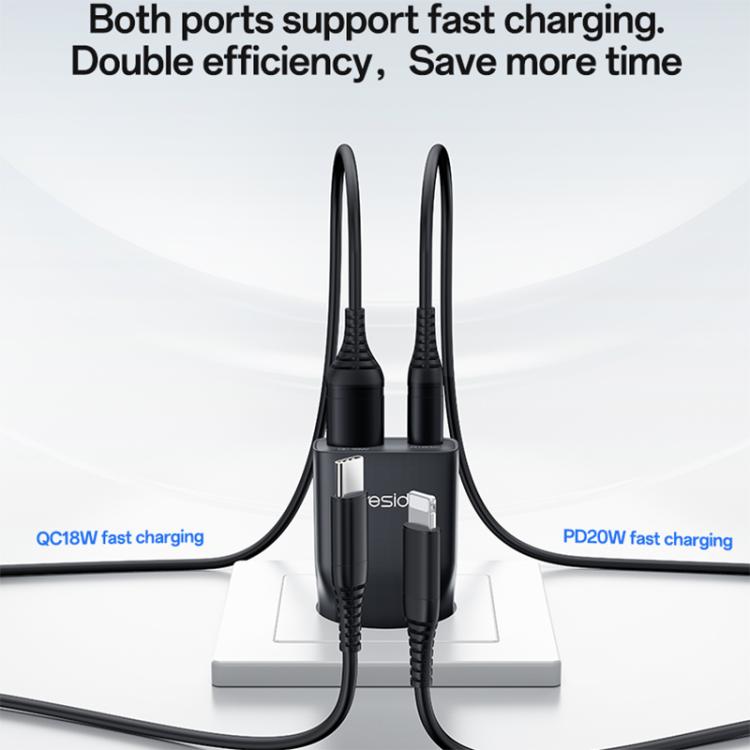Yesido YC112 Chargeur rapide PD QC double port 20W ultra-mince, YC112