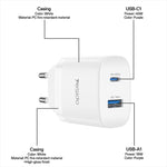 Chargeur rapide Yesido PD45W double interface USB et Type-C, prise UE, prise RU, prise US