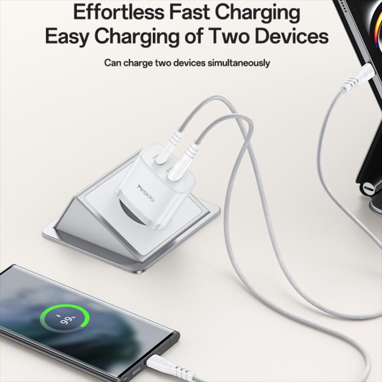 Chargeur rapide Yesido PD45W double interface USB et Type-C, prise UE, prise RU, prise US