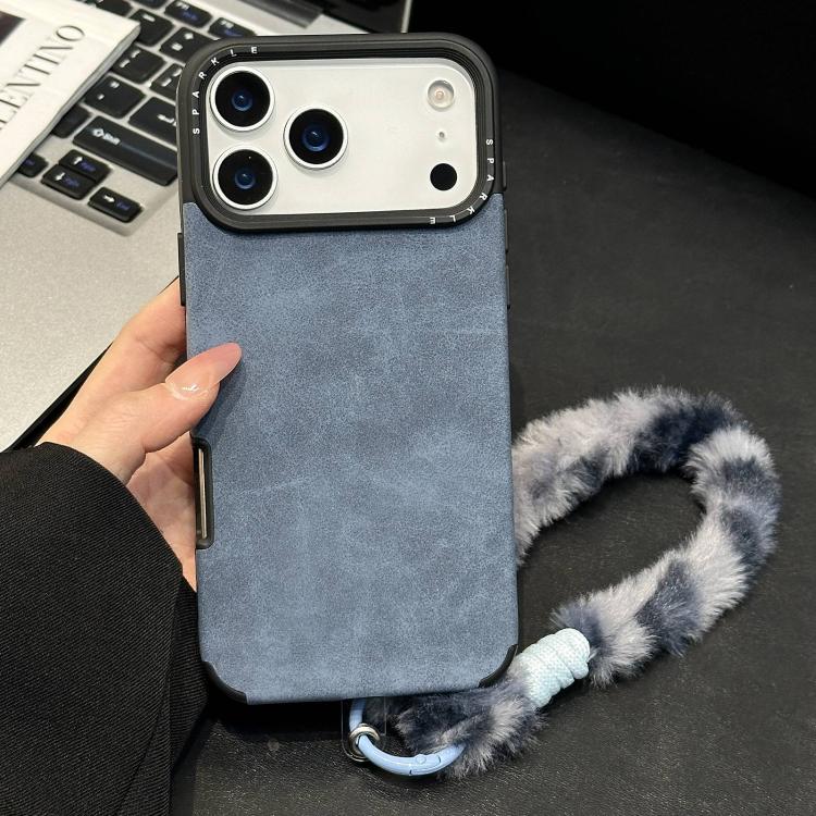 Étui de téléphone en similicuir suédé avec corde en peluche lapin sérigraphiée, Pour iPhone 17 Pro Max, Pour iPhone 17 Pro, Pour iPhone 17, Pour iPhone 16 Pro Max, Pour iPhone 16 Pro, Pour iPhone 16, Pour iPhone 15 Pro Max, Pour iPhone 15 Pro