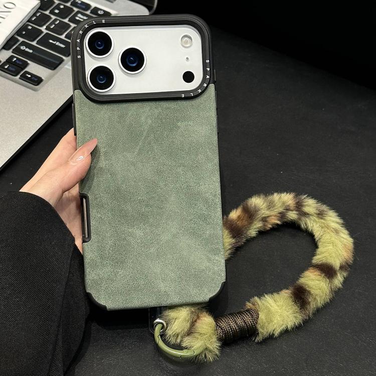 Étui de téléphone en similicuir suédé avec corde en peluche lapin sérigraphiée, Pour iPhone 17 Pro Max, Pour iPhone 17 Pro, Pour iPhone 17, Pour iPhone 16 Pro Max, Pour iPhone 16 Pro, Pour iPhone 16, Pour iPhone 15 Pro Max, Pour iPhone 15 Pro