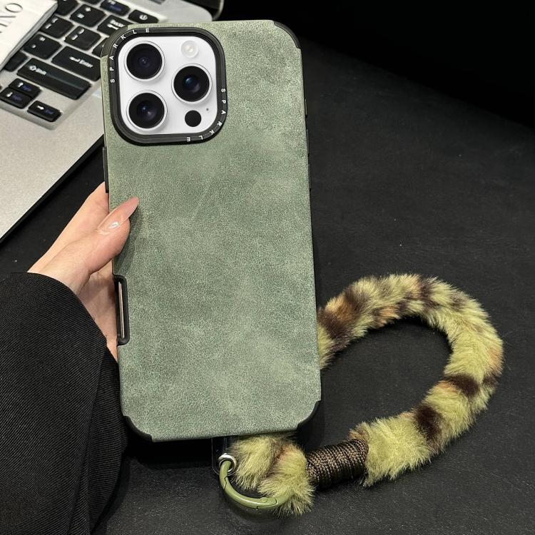 Étui de téléphone en similicuir suédé avec corde en peluche lapin sérigraphiée, Pour iPhone 17 Pro Max, Pour iPhone 17 Pro, Pour iPhone 17, Pour iPhone 16 Pro Max, Pour iPhone 16 Pro, Pour iPhone 16, Pour iPhone 15 Pro Max, Pour iPhone 15 Pro