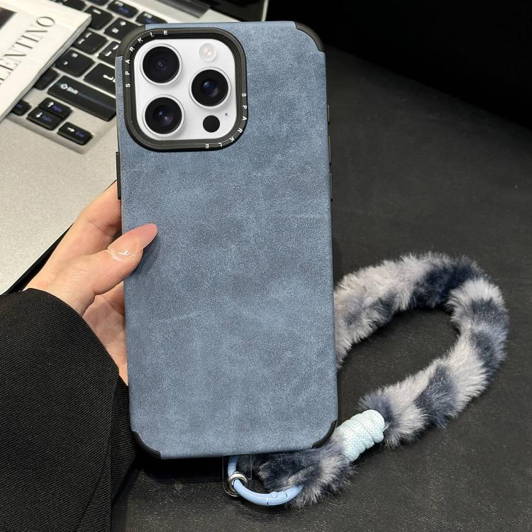 Étui de téléphone en similicuir suédé avec corde en peluche lapin sérigraphiée, Pour iPhone 17 Pro Max, Pour iPhone 17 Pro, Pour iPhone 17, Pour iPhone 16 Pro Max, Pour iPhone 16 Pro, Pour iPhone 16, Pour iPhone 15 Pro Max, Pour iPhone 15 Pro
