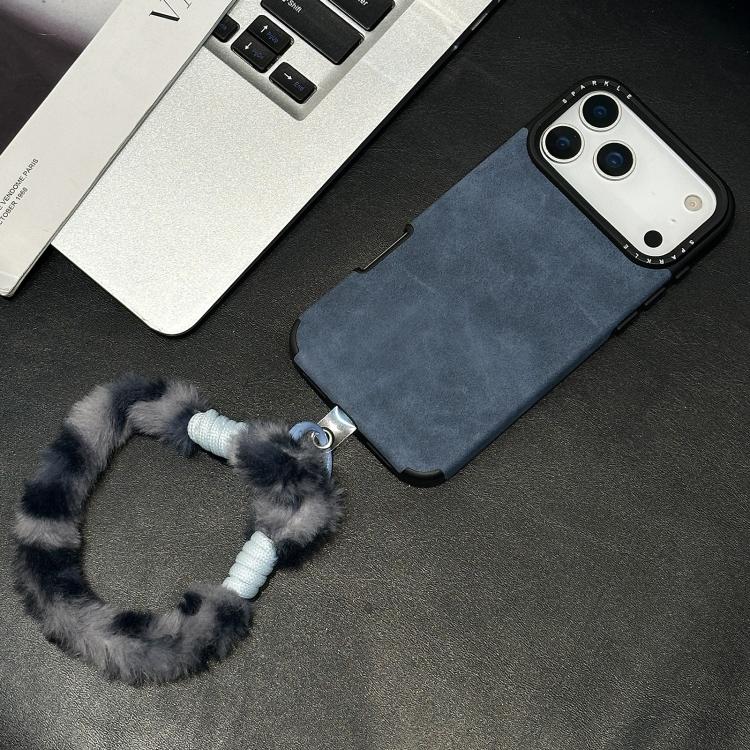 Étui de téléphone en similicuir suédé avec corde en peluche lapin sérigraphiée, Pour iPhone 17 Pro Max, Pour iPhone 17 Pro, Pour iPhone 17, Pour iPhone 16 Pro Max, Pour iPhone 16 Pro, Pour iPhone 16, Pour iPhone 15 Pro Max, Pour iPhone 15 Pro