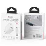 Chargeur simple interface USB 18W Yesido avec câble USB vers Type-C, prise UE, prise UK, prise US