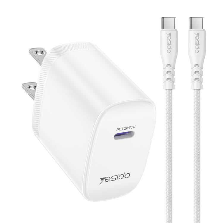 Yesido YC20U PD35W Ensemble chargeur rapide USB-C / Type-C à port unique avec câble Type-C vers Type-C, YC20U