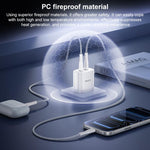 Chargeur rapide double Type-C Yesido PD45W avec câble Type-C vers Type-C, prise US, prise EU, prise UK