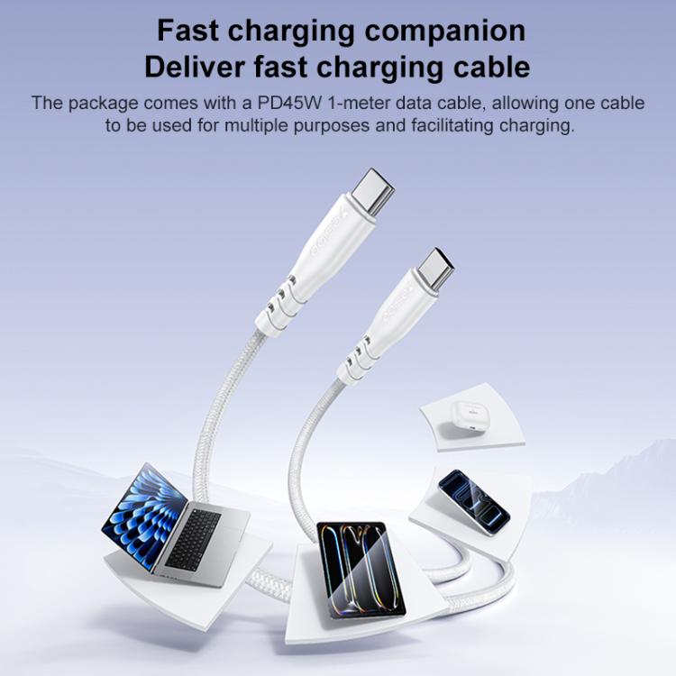 Chargeur rapide double Type-C Yesido PD45W avec câble Type-C vers Type-C, prise US, prise EU, prise UK