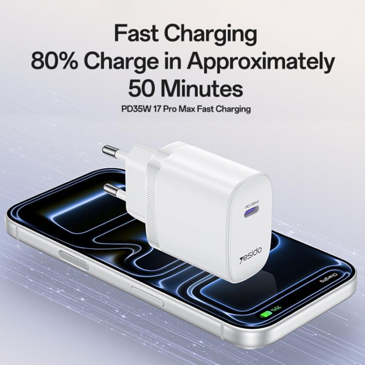 Yesido YC107 PD35W Ensemble chargeur rapide avec port unique USB-C / Type-C et câble Type-C vers Type-C, YC107