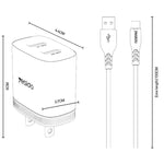 Yesido YC17U Chargeur double port USB 12W 2.4A avec câble de données USB vers Type-C 1m, YC17U