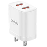 Yesido YC17U Chargeur double port USB 12W 2.4A avec câble de données USB vers Type-C 1m, YC17U