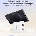 Yesido YC17U Chargeur double port USB 12W 2.4A avec câble de données USB vers Type-C 1m, YC17U