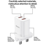 Yesido YC150 12W 2.4A Chargeur Mural Double Port USB avec Câble de Données USB vers Type-C 1m, YC150