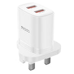 Yesido YC150 12W 2.4A Chargeur Mural Double Port USB avec Câble de Données USB vers Type-C 1m, YC150