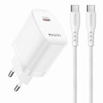 Chargeur Yesido YC105 PD20W Type-C avec câble de données Type-C vers Type-C de 1 m, YC105