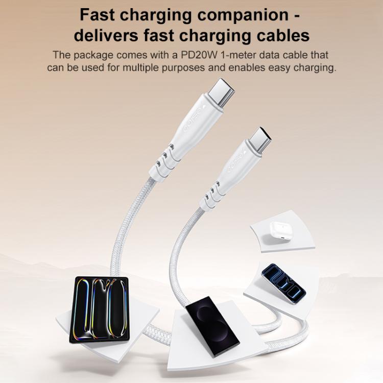 Chargeur Yesido YC105 PD20W Type-C avec câble de données Type-C vers Type-C de 1 m, YC105