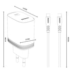 Chargeur Yesido YC105 PD20W Type-C avec câble de données Type-C vers Type-C de 1 m, YC105