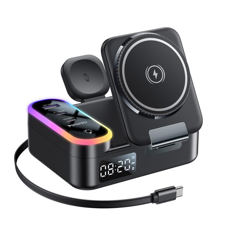 Yesido DS38 Station de charge magnétique sans fil 8-en-1 65W avec câble télescopique, DS38