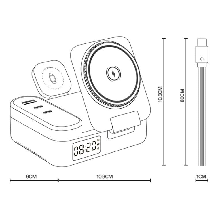 Yesido DS38 Station de charge magnétique sans fil 8-en-1 65W avec câble télescopique, DS38