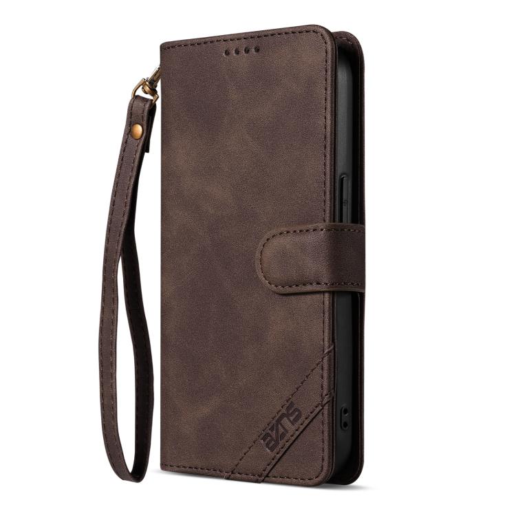 AZNS A2 Series Tri-Card Wallet RFID Vegan Leather Phone Case with Strap, For iPhone 11 Pro