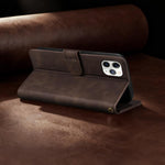 AZNS A2 Series Tri-Card Wallet RFID Vegan Leather Phone Case with Strap, For iPhone 11 Pro