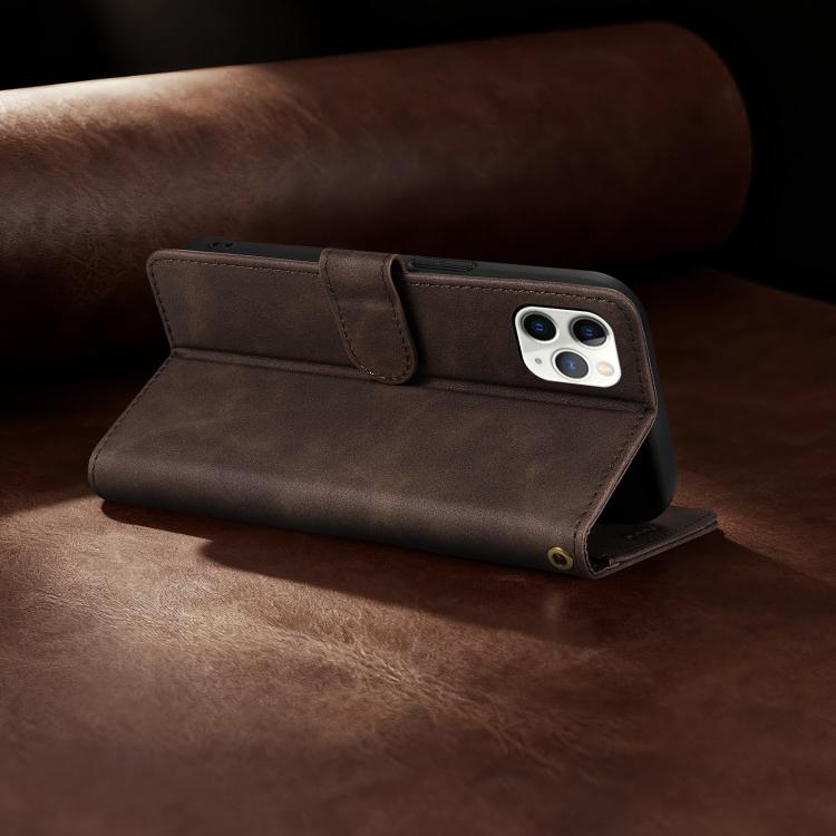 AZNS A2 Series Tri-Card Wallet RFID Vegan Leather Phone Case with Strap, For iPhone 11 Pro