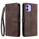 AZNS A2 Series Tri-Card Wallet RFID Vegan Leather Phone Case with Strap, For iPhone 13 Pro, For iPhone 13, For iPhone 12, For iPhone 12 Pro Max, For iPhone 12 Pro, For iPhone 11 Pro Max, For iPhone 11, For iPhone 11 Pro