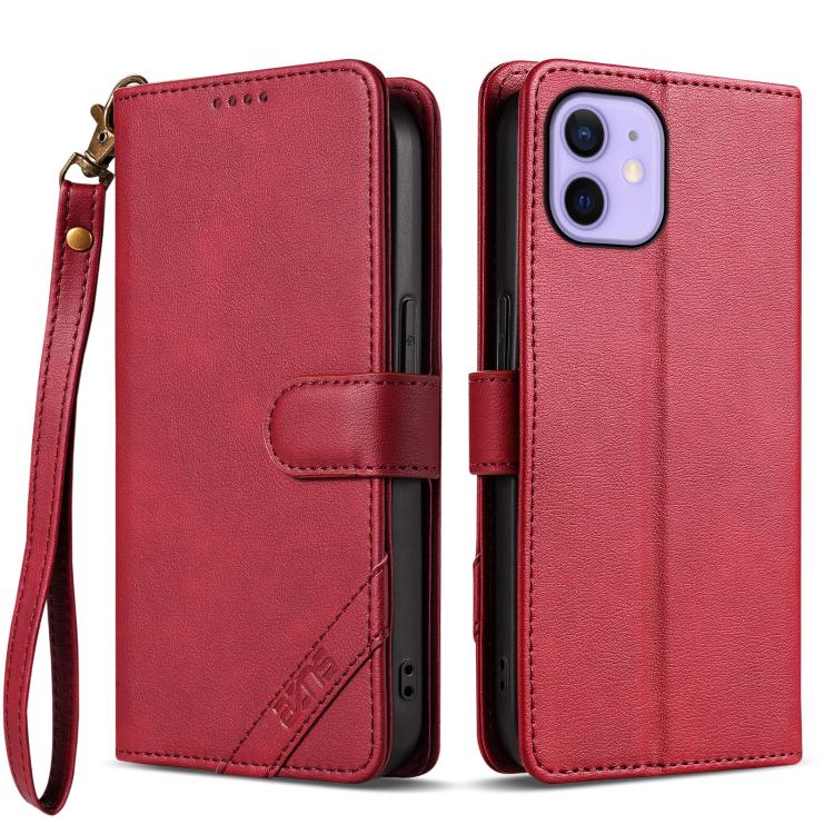 AZNS A2 Series Tri-Card Wallet RFID Vegan Leather Phone Case with Strap, For iPhone 13 Pro, For iPhone 13, For iPhone 12, For iPhone 12 Pro Max, For iPhone 12 Pro, For iPhone 11 Pro Max, For iPhone 11, For iPhone 11 Pro