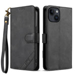 AZNS A2 Series Tri-Card Wallet RFID Vegan Leather Phone Case with Strap, For iPhone 13 Pro, For iPhone 13, For iPhone 12, For iPhone 12 Pro Max, For iPhone 12 Pro, For iPhone 11 Pro Max, For iPhone 11, For iPhone 11 Pro