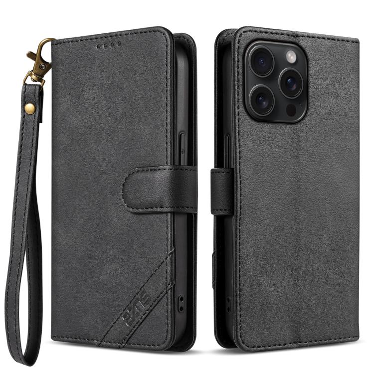 AZNS A2 Series Tri-Card Wallet RFID Vegan Leather Phone Case with Strap, For iPhone 13 Pro, For iPhone 13, For iPhone 12, For iPhone 12 Pro Max, For iPhone 12 Pro, For iPhone 11 Pro Max, For iPhone 11, For iPhone 11 Pro
