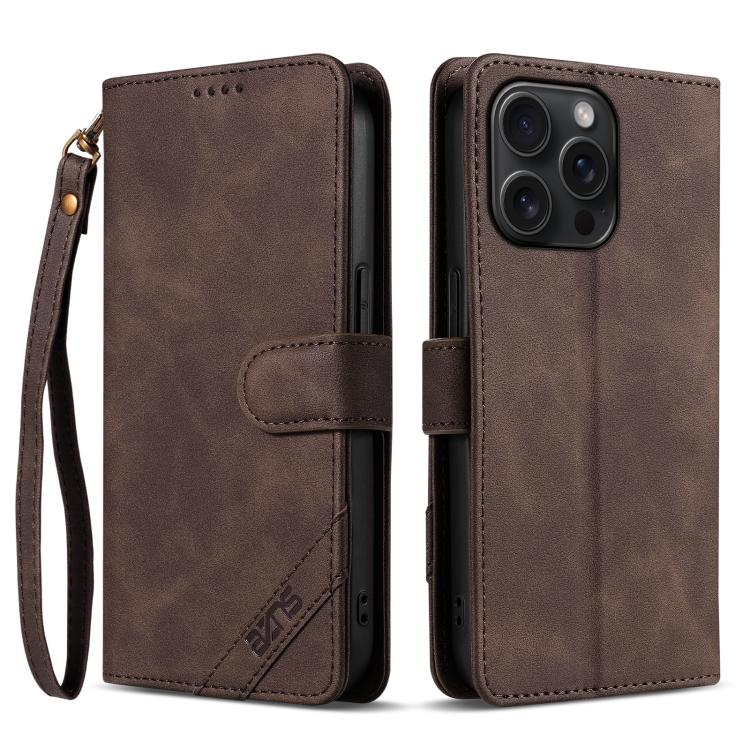 AZNS A2 Étui portefeuille Tri-Card RFID en cuir vegan avec sangle, Pour iPhone 15 Pro Max, Pour iPhone 15 Pro, Pour iPhone 15 Plus, Pour iPhone 15, Pour iPhone 14 Plus, Pour iPhone 14, Pour iPhone 14 Pro, Pour iPhone 14 Pro Max, Pour iPhone 13 Pro Max