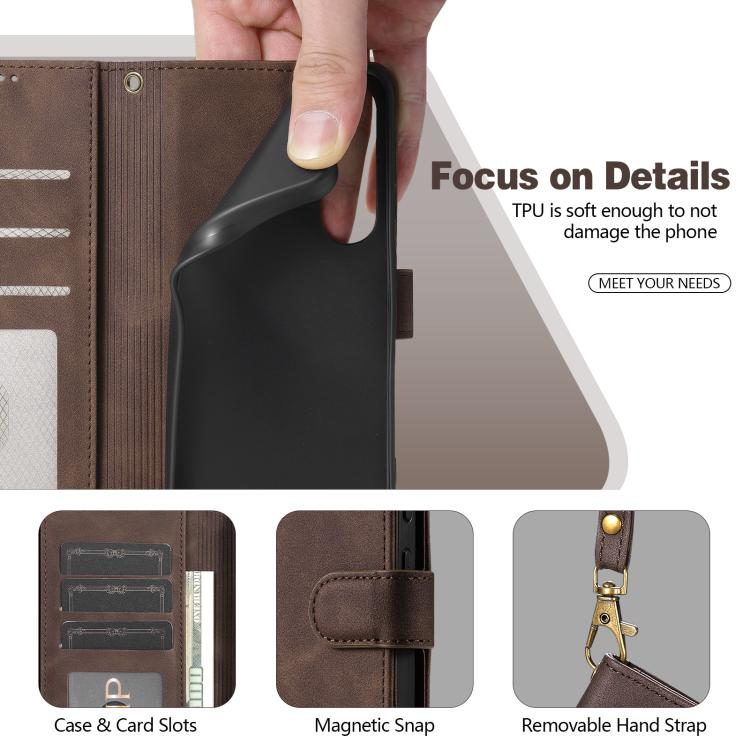 AZNS A2 Series Tri-Card Wallet RFID Vegan Leather Phone Case with Strap, For iPhone 11 Pro
