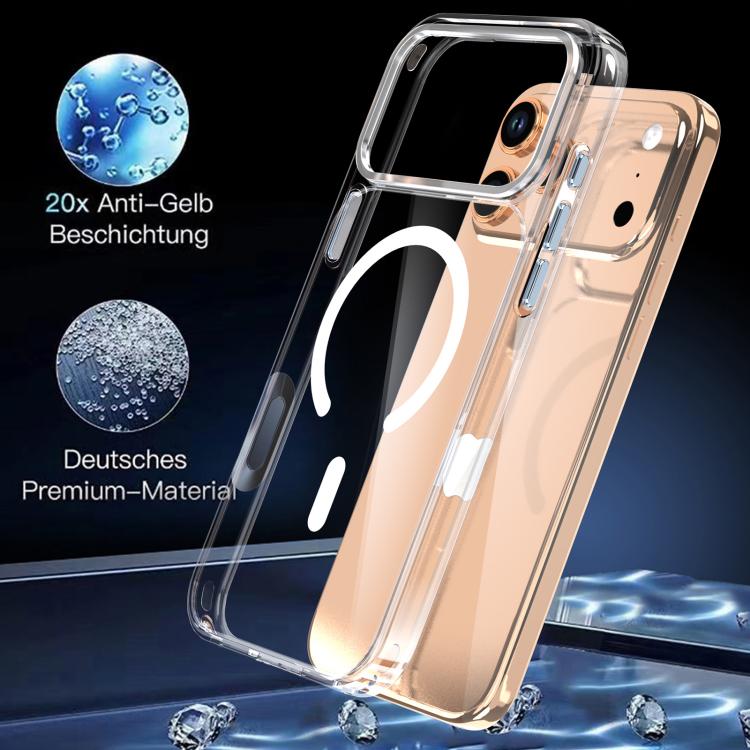 Crystal Transparent Magnetic Phone Case, For iPhone 17 Pro Max, For iPhone 17 Pro