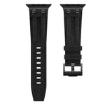 Bracelet de montre en cuir vegan avec surpiqûres en jean, pour Apple Watch 46mm / 49mm / 45mm / 44mm