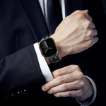 Bracelet de montre en cuir vegan avec surpiqûres en jean, pour Apple Watch 46mm / 49mm / 45mm / 44mm