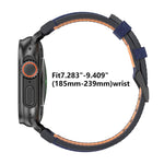 Bracelet de montre en cuir vegan avec surpiqûres en jean, pour Apple Watch 46mm / 49mm / 45mm / 44mm