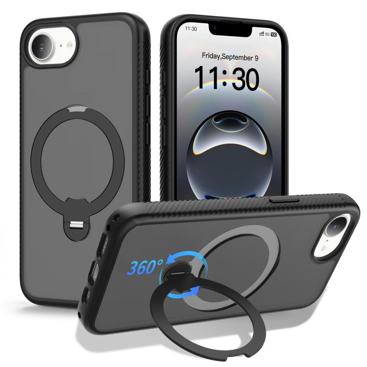 Étui de téléphone antichoc airbag avec support rotatif magnétique à 360°, Pour iPhone 16e / 17e, Pour iPhone 17 Pro Max, Pour iPhone 17 Pro, Pour iPhone 17, Pour iPhone Air, Pour iPhone 16 Pro Max, Pour iPhone 16