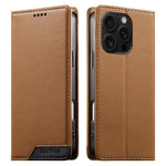 Coque de téléphone Dierfeng Splicing Strong Magnetic RFID en cuir végétalien, pour iPhone 17e / 16e, pour iPhone 17 Pro Max, pour iPhone 17 Pro, pour iPhone 17, pour iPhone Air, pour iPhone 16 Pro Max, pour iPhone 16 Pro, pour iPhone 16 Plus