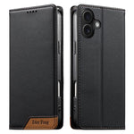 Coque de téléphone Dierfeng Splicing Strong Magnetic RFID en cuir végétalien, pour iPhone 17e / 16e, pour iPhone 17 Pro Max, pour iPhone 17 Pro, pour iPhone 17, pour iPhone Air, pour iPhone 16 Pro Max, pour iPhone 16 Pro, pour iPhone 16 Plus